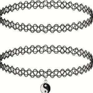 2pcs Tai Chi Ying Tang Pendant Collars Elastic Choker Necklaces For Women